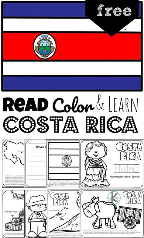 Learn about the lovely Central American country of Costa Rica; famous for coffee, bananas, ox and cart and more with printable Costa Rica Coloring Pages. Costa Rica Preschool Crafts, Costa Rica Crafts For Kids, Costa Rica Classroom Decor, Costa Rica Kindergarten, Costa Rica Activities For Classrooms, Costa Rica Poster Project, Costa Rica Activities, Hello In Spanish, Costa Rica Map