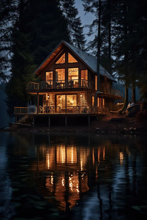 Large Cabin, Secluded Cabin, Forest Cabin, Winter Cabin, Dream Cottage, Lake Cabins, House Outside Design, A Cabin, Forest House