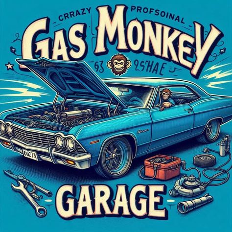 Gas Monkey Garage FanArt created with AI #ai #aiart #aiartwork #aiartcommunity #fanart #gasmonkey #gasmonkeygarage #gasmonkeygaragefan #richardrawlings Garage Drawing, Hotrod Art, Richard Rawlings, Motorcycle Custom, Monkey Garage, Gas Monkey Garage, Gas Monkey, Cool Car Drawings, Garage Art