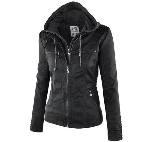 c913303f392ffc643f7240b180602652desc53027695ri Gothic Cowgirl, Faux Leather Jacket Women, Motorcycle Jacket Women, Moda Denim, Long Sleeve Denim Jacket, Faux Leather Coat, Leather Jacket With Hood, Womens Jackets Casual, Hooded Faux