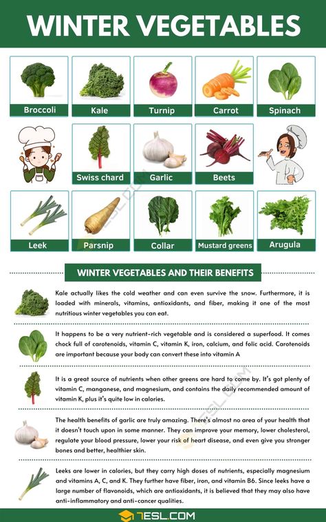 Winter Vegetables | List of Winter Vegetables and Their Incredible Benefits Winter Fruits And Vegetables, Vegetables List, Growing Winter Vegetables, Vegetable Farm, Wild Lettuce, Winter Vegetable, Garlic Health Benefits, Winter Vegetables Gardening, Vegetable Pictures