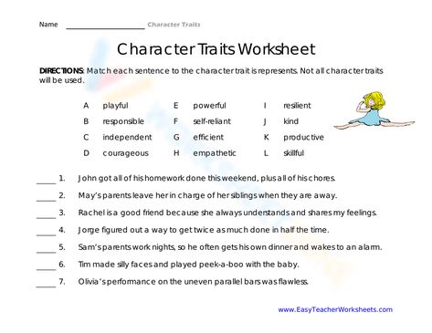 Character Traits Worksheet, Worksheet Grade 1, Third Grade Literacy, Character Trait Worksheets, Character Background, About Character, Character Traits, Character Trait, Third Grade