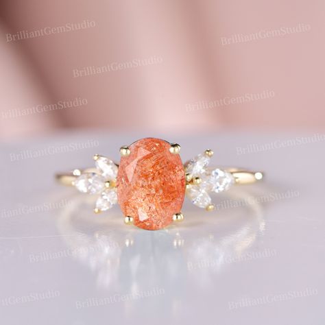 Engagement Rings Orange Stone, Orange Topaz Engagement Ring, Sun Stone Engagement Ring, Sunset Engagement Ring, Carnelian Wedding Ring, Orange Rings Engagement, Sunstone Ring Engagement, Orange Stone Engagement Ring, Orange Gemstone Ring