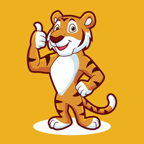 Cartoon tiger mascot giving thumb up Art Tigre, Tiger Mascot, Tiger Images, Thumb Up, Cartoon Tiger, Line Art Vector, Cute Tigers, Tiger Art, Building Art