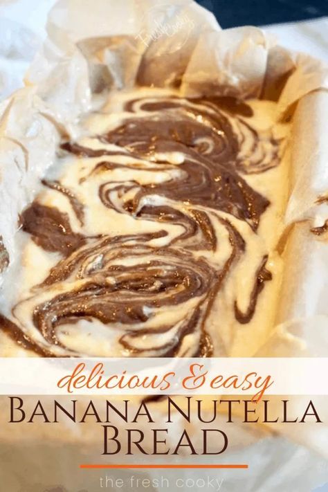 Banana Nutella Dessert Recipes, Banana Nutella Recipes, Banana Nutella Bread, Fancy Banana Bread, Banana Desserts, Nutella Banana Bread, Nutella Bread, Quick Bread Recipe, Nutella Desserts