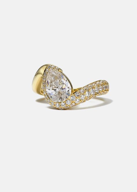 Diamond Trace Cloud Ring – KATKIM Luxury Yellow Gold Diamond-shaped Ring, Luxury Star-shaped Ring With Brilliant Cut, Luxury Star-shaped Diamond Ring, Luxury Crescent-shaped Yellow Gold Ring, Luxury Star-shaped Diamond Ring, Fine Jewelry, Cloud Ring, Custom Diamond Rings, Pear Diamond Rings, Pear Cut Ring