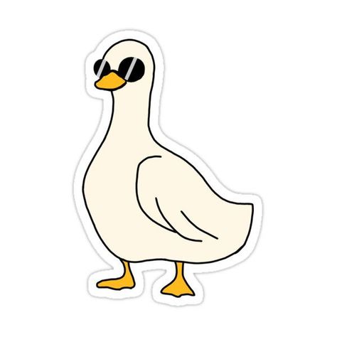 Duck-with-sunglasses-sticker | Duck with sunglasses sticker. Fun, fashionable, and eye-catching. Add a touch of personality to your belongings with this unique Duck With Glasses Drawing, Ducks With Sunglasses, Duck With Sunglasses Drawing, Duck With Sunglasses Tattoo, Fun Stickers For Laptop, Funny Duck Drawing, Duck With Glasses, Drawing Sunglasses, Duck With Sunglasses