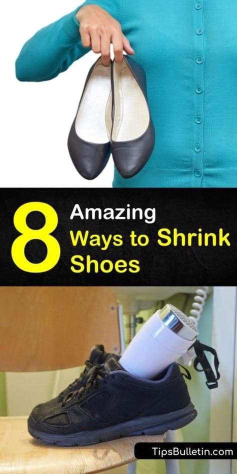 Find out how to shrink shoes using simple equipment like a hair dryer and a spray bottle of water. Learn how to make shoes feel smaller using an elastic band or thick socks. Run worn down canvas shoes through the dryer to shrink them back down to their original size. #shrink #shoes #shrinkshoes Shrink Leather Shoes, Shoes Too Big Hack Diy, How To Make Shoes Smaller, How To Make Big Shoes Fit Smaller, How To Make Shoes Fit That Are Too Big, How To Stretch Out Shoes, How To Shrink Shoes, Shoes Too Big Hack, How To Make Canvas