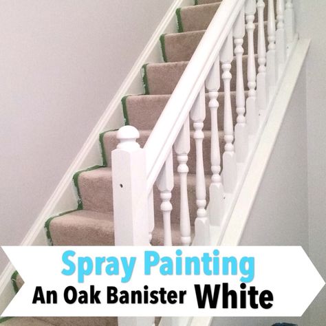 Painted Banister, Painted Stair Railings, Oak Banister, Stair Spindles, Entry Room, Oak Stairs, Staircase Remodel, Painted Stairs, Ideas For House