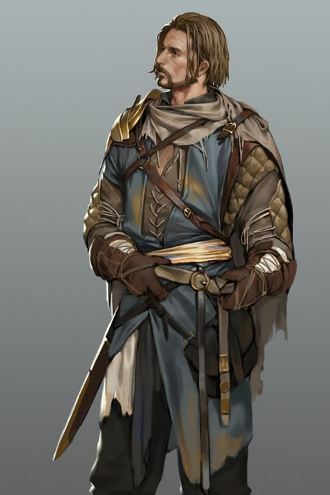 Human Fighter Dnd Male, Heroic Fantasy, Leather Armor, Roleplay Characters, Human Male, Fantasy Male, Dnd Art, Rpg Characters, Fantasy Warrior