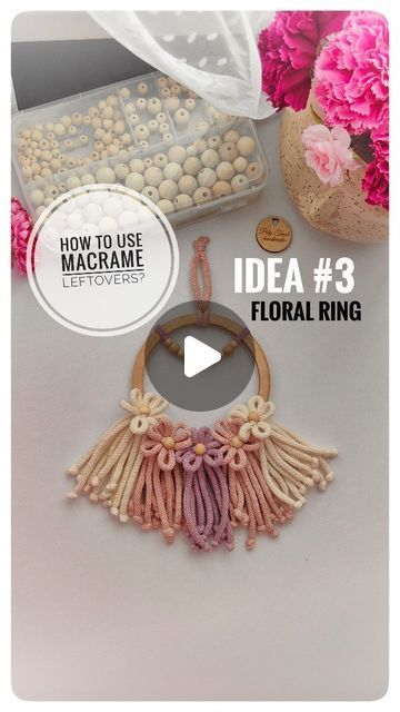 Poly Tusal Handmade | Macrame Pattern Designer on Instagram: "How to use MACRAME LEFTOVERS? Idea #3 🌸 Floral RING 😍  I'm so in love with this final result 💞 COMBINE with different colors, to get a unique decoration 😍  1. Use only braided cords! I used 5mm braided cord.  2. The beads are optional, you can make flowers without them 😉 3. Use the ring whatever you have 😉 Any type will be fine 👍  Let me know how do you like it or are you waiting for more ideas 🤓 Any suggestions, just feel free 😉  Don't forget about my unique Macrame Patterns for beginners and Advanced 🤓 check out my ETSY store for written tutorials 🥰 . . . . . . . . . #learnmacrame #macramematerial #macramelover #macrameteacher #macrametutorial #handmademacrame #macrame #makramee #lovemacrame #macramepassion #macrame Diy Gifts That Dont Look Diy, How To Make A Macrame Flower, Diy Macrame For Beginners, Free Macrame Patterns For Beginners, Macrame Patterns For Beginners, Unique Macrame Ideas, Free Macrame Patterns Tutorials, Diy Macrame Necklace Tutorial, Diy Macrame Necklace