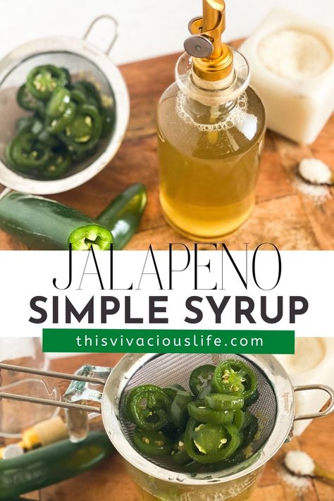 Simple Syrup Lemonade Recipe, Jalapeno Syrup, Jalapeno Lemonade, Basil Simple Syrup, Simple Syrup Cocktails, Spicy Drinks, Spicy Cocktail, Jalapeno Margarita, Lemonade Cocktail