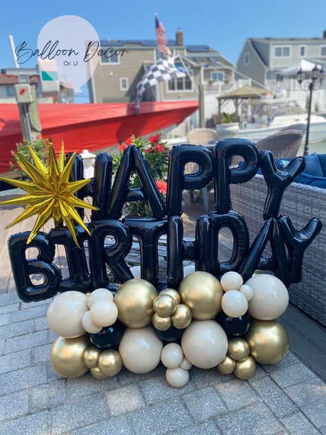 Happy birthday balloon bouquet perfect detail for a dad, husband, boyfriend, friend! Balloon Bouquet For Women, Balloon Ideas For Men, Men Balloon Bouquet, Happy Birthday Balloons For Men, Balloon Arrangements For Men, 40 Balloon Bouquet, Balloon Bouquet For Men, Happy Birthday Balloons Bouquet, Hbd Balloon Bouquet