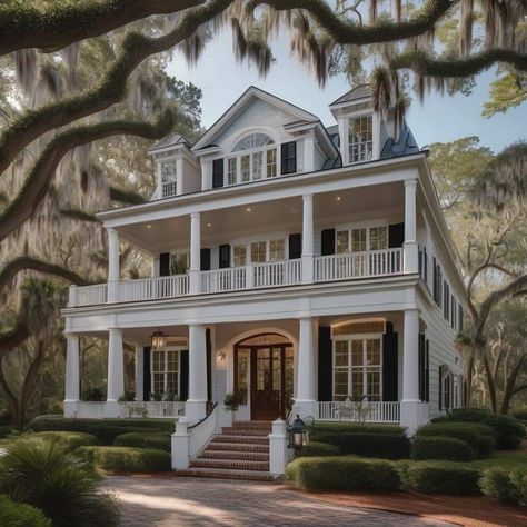 Southern Colonial House Exterior, Southern Colonial, Colonial House Exteriors, Dream Beach Houses, Parade Of Homes, Southern Home, Country Farm, Colonial House, Country Farmhouse