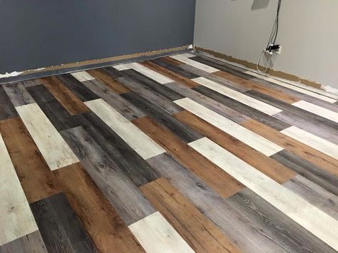 Multi Colored Wood Floor, Multi Colored Wood Floors, Wood Pallet Flooring, Pallet Floors, Kitchen Credenza, Wood Plank Flooring, Salon Suites Decor, Plywood Flooring, Rustic Flooring