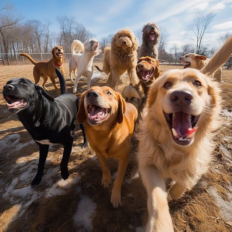 🐶 Unleash the fun! Check out these happy pups having the time of their lives at a dog park, playing and making friends with dogs of all breeds. Which dog breed is your favorite? Let us know in the comments! 🌳#dogsofinstagram #dogs #dogstagram #doglover #puppylove #instadog #doglife #dogoftheday #puppiesofinstagram #ilovemydog #dogphotography Pack Of Dogs Aesthetic, Dogs Playing Together, Dog Lover Aesthetic, Dog Vision, Dog Park Photography, Emily Aesthetic, Lots Of Dogs, Dog And Human, Foster Dogs