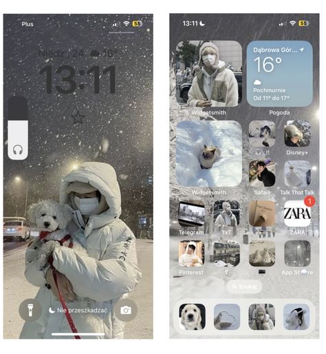 Phone Themes Winter, Winter Ios Layout, Winter Homescreen Layout, Winter Homescreen Ideas, Winter Ios Homescreen, Winter Iphone Layout, Winter Phone Layout, Winter Theme Phone, Christmas Phone Ideas