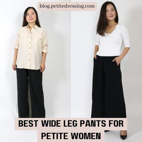 Petite Wide Leg Trousers, Wide Leg Trousers For Petite Women, Wide Leg Trousers For Short Women, How To Dress Wide Leg Pants, Wide Leg Pants Short Women, Wide Leg Pants Petite, Petite Wide Leg Pants, Wide Leg Pants For Short Women, Petite Wide Leg Pants Outfit