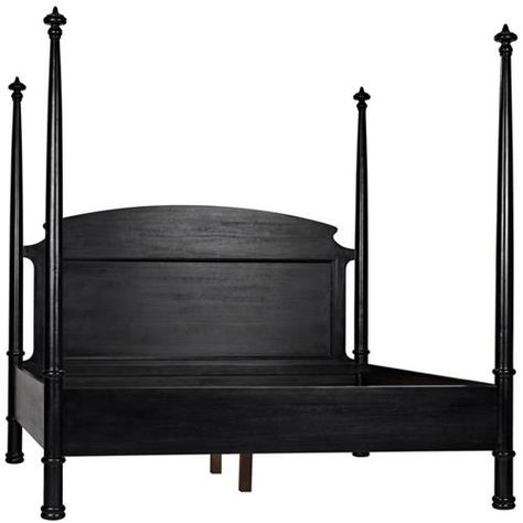 Noir Douglas Mid Century Modern Black Mahogany Wood Poster Bed - King King Poster Bed, Mahogany Bed, Black Bed Frame, Eastern King Bed, Queen Poster, Four Poster Bed, Four Poster, Solid Wood Bed, Poster Bed