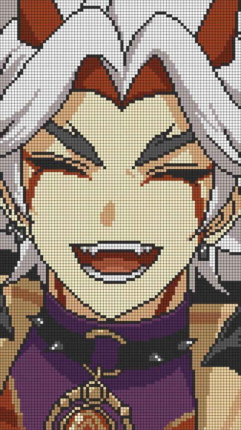 Pixel Art In Minecraft, Genshin Pattern, Anime Pixel Art Genshin Impact, Killua Pixel Art Grid, Pixel Anime Art, Anime Pixel Art Minecraft, Pixelated Drawings, Pixel Art Genshin, Pixel Drawing Anime