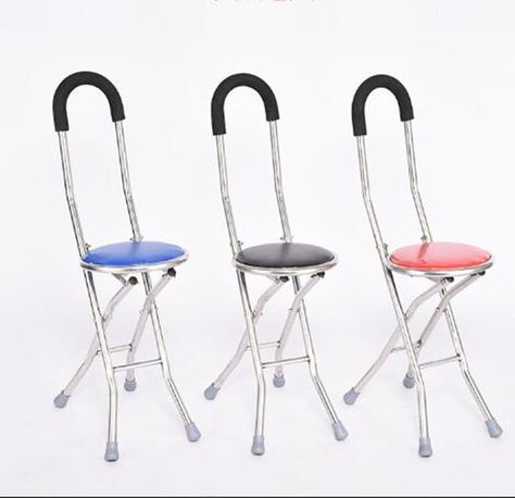 Folding Aluminium Lightweight Walking Stick with Seat Mobility tripod stool Portable Walking Cane Chair for Elderly.walking cane Walking Stick With Seat, Therapy Supplies, Portable Stool, Back Posture Corrector, Medical Instruments, Deco Nature, Cane Chair, Posture Corrector, Walking Cane