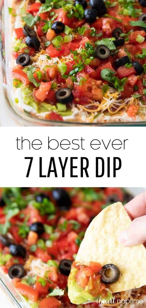 Layer Dip Recipe, 7 Layer Dip Recipe, Finger Sandwich, Layered Dip Recipes, Layered Bean Dip, 7 Layer Dip, Layered Taco Dip, Layer Salad, Seven Layer Dip