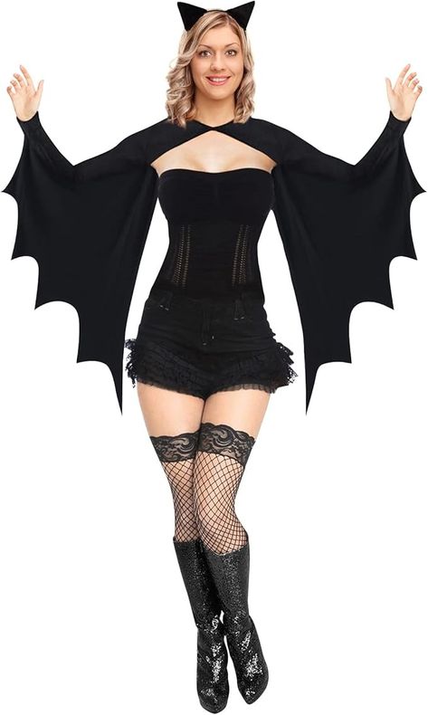 Bat Wings Costume, Black Dress Halloween Costume, Stylish Halloween Costumes, Bat Halloween Costume, Blonde Halloween Costume, Halloween Costume For Women, Best Halloween Costumes Ever, Halloween Costumes For Teens Girls, Bat Costume