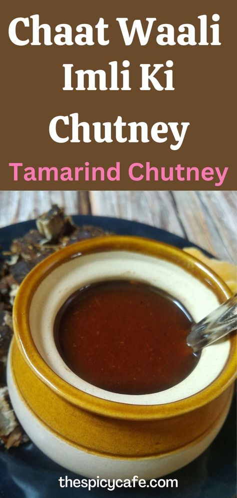 Imli chutney in English is translated as Tamarind Chutney. This chutney also known as khatti meethi chutney or khatti chaat ki chutney. It is a popular Indian dip served with snacks. The recipe is a vegan, gluten-free, beginner-friendly & bachelor-friendly recipe. how to make imli chutney | imli ki chutney | chutney for chaat recipes | samosa chutney | khatti meethi chutney sandwhich chutney | pani puri chutney #imlichutney #chutneyrecipe #tamarind #vegan #glutenfree #sauce #saucerecipe Meethi Chutney Recipe, Tamarind Date Chutney, Indian Chutney Recipes, Date Chutney, Samosa Chaat, Indian Street Food Recipes, Healthy Indian Recipes, Chai Recipe, Tamarind Chutney