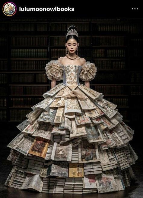 Recycled Gown, Newspaper Dress, Recycled Outfits, Book Dress, Home Decor Ideas Diy, Recycled Dress, Gaun Fashion, Paper Dress, Decor Ideas Diy