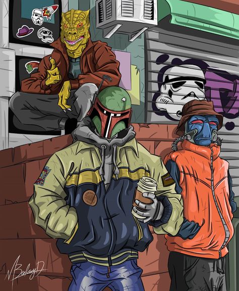 Bounty Hunters Street Style on Behance Syndicate Logo Design, Street Style Illustration, The Boondocks Cartoon, Arte Ninja, Pizza Art, Black Panther Art, Bounty Hunters, Star Wars Concept Art, Overwatch Fan Art