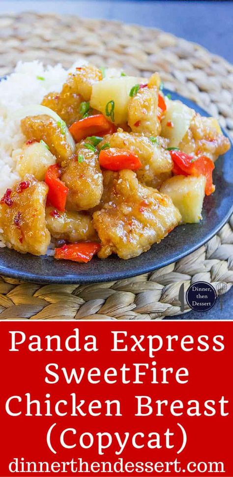 Panda Express Sweet Fire Chicken, Sweet Fire Chicken, Sweet And Spicy Chili, Copycat Panda Express, Panda Express Recipes, Spicy Chili Sauce, Chicken Breast Dishes, Chicken With Garlic, Fire Chicken