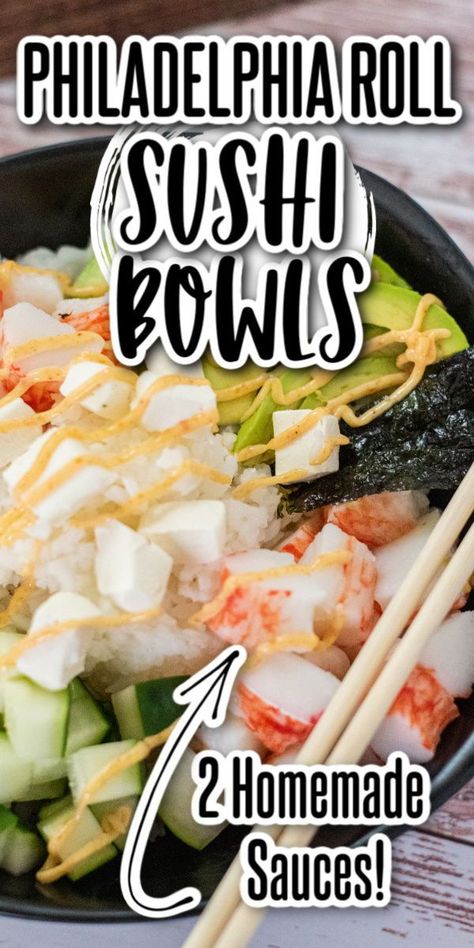 Philadelphia Roll Sushi, Cooked Sushi Rolls, Delicious Bowls, Philadelphia Roll, Tender Recipes, Keto Sushi, Sushi Bowl Recipe, Sushi Bowls, Sushi Recipes Homemade