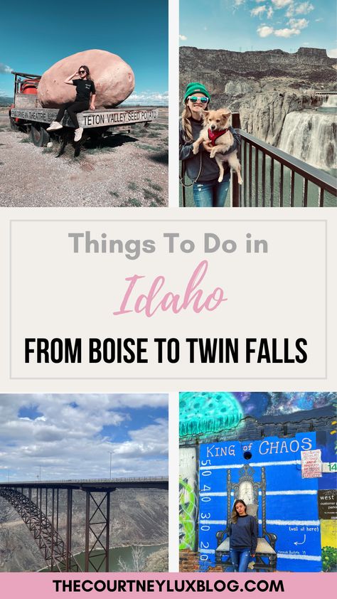 Explore the best of Idaho from Boise to Twin Falls with my ultimate guide. Uncover hidden gems, outdoor adventures, and mouth-watering cuisine. Get ready to fall in love with the Gem State and add these must-visit places in Boise, Twin Falls, and more to your bucket list! #idaho #idahobucketlist #thingstodoinidaho #thingstodoinboise What To Do In Boise Idaho, Twin Falls Idaho Things To Do In, Things To Do In Idaho, Snake River Canyon, Twin Falls Idaho, Visit Idaho, Pacific Northwest Travel, Portland Travel, Travel Secrets