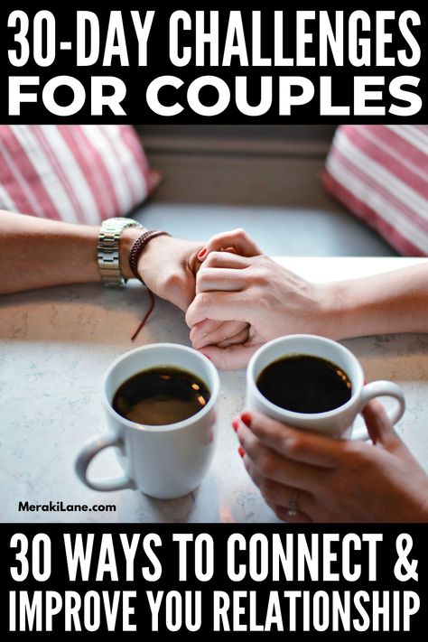 30-Day Challenges for Couples to Improve Your Relationship | Whether you're long distance or in a long term relationship with your partner, keeping the spark alive is so important. Create a fun and deeper connection, improve communication, and spice things up within your marriage or partnership with these simple one month challenges! Try things like engaging your love languages, sending flirty texts, and reading the same book together to connect and get your relationship back on track. Long Distance Challenge 30 Day, 30 Day Challenge For Couples, 30 Day Marriage Challenge Couple, 30 Day Marriage Challenge, 30 Day Relationship Challenge, Challenges For Couples, Marriage Challenge, Real Relationship Quotes, Couples Communication