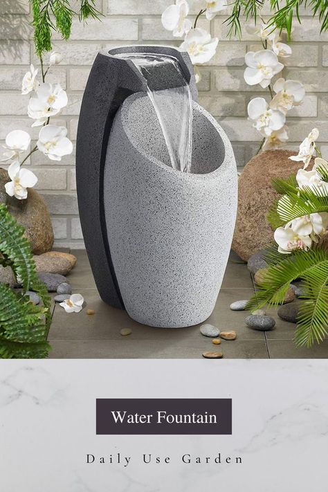 John Timberland Modern Outdoor Floor Water Fountain with Light LED 25" High Waterfall for Yard Garden, Home Patio, Dec Home. If you are looking for Water Fountain aesthetic, water falls garden, small garden water fall then this beautiful rock water fall (fountain) may be a better option. *For more water decor products, you can check my affiliate link. by which I'll earn commission. Modern Outdoor Fountains, Outdoor Waterfall Fountain, Exterior Balcony, Porch House, Water Fountain Design, Outdoor Waterfalls, Kolam Koi, Indoor Water Features, Modern Fountain