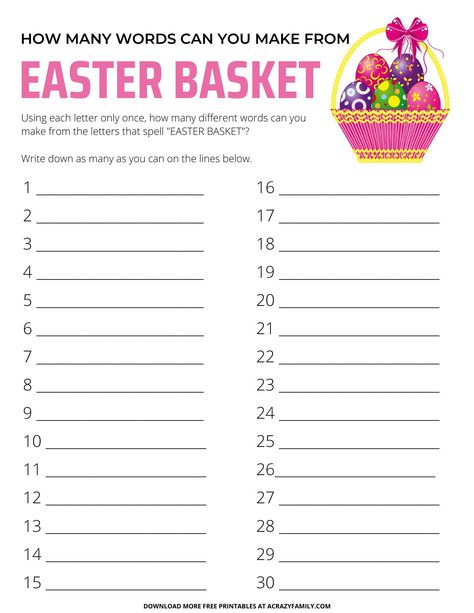 Easter Words, Printable Easter Activities, Easter Party Games, Easter Worksheets, Easter Activity, Letter Find, Easter Games, Easter Printables Free, Easy Easter Crafts