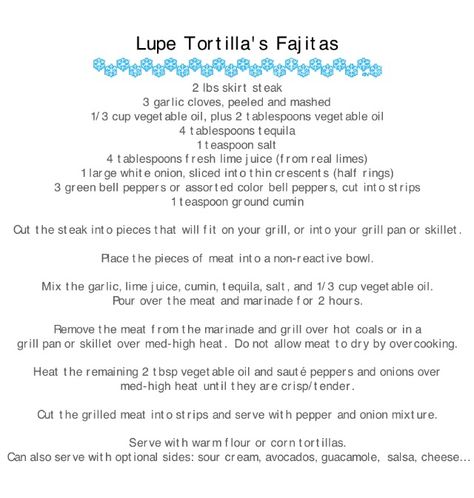 Lupe Tortilla's Fajita recipe! So good! Definitely a keeper Lupe Tortilla Fajitas Recipe, Best Fajita Recipe, Best Steak Fajitas, Beef Fajita Marinade, Easy Fajita Recipe, Beef Fajita Recipe, Easy Steak Fajitas, Fajita Seasoning Recipe, Fajita Marinade