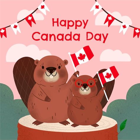 Hand drawn happy canada day illustration | Free Vector #Freepik #freevector #canada-day #canadian #national-day #canada-leaf Happy Birthday Canada, Day Illustration, Happy Canada Day, Good Night Greetings, Donut Shop, Holiday Signs, Canada Day, Window Painting, Vector Hand