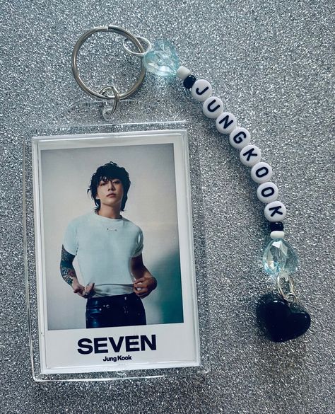 BTS inspired Double sided Jungkook Seven keychain , kpop keychains, kpop bias keychain, JK, Jungkookie, kpop gift, k-pop merch, k pop  Do you love Jungkook's Seven? Here is the perfect keychain featuring Jungkook Seven photos on both sides! Double sided!  Keychain measures 2"x3" and includes beads with charms! Fun to use as a keychain, on your backpack, purse, luggage etc! *All my items include surprise freebies!* All my items are unofficial. Disclaimer: All rights and ownership belong to Hybe,