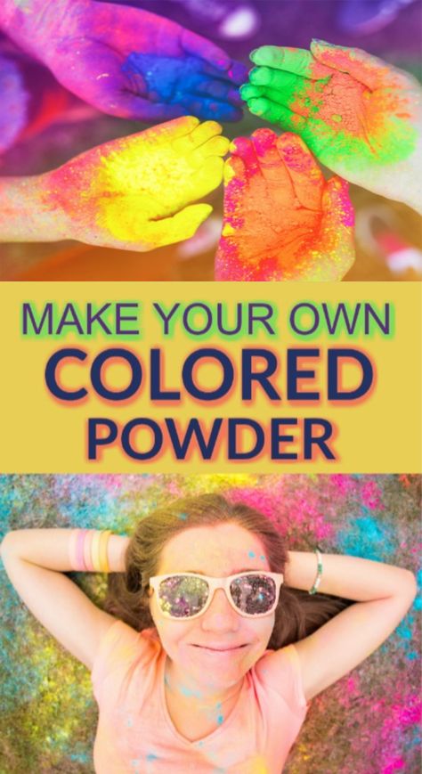 Color Run Powder, Holi Ideas, Splatoon Party, Sleepover Stuff, Cousin Camp, Holi Powder, Paint Recipe, Color Wars, Homemade Paint