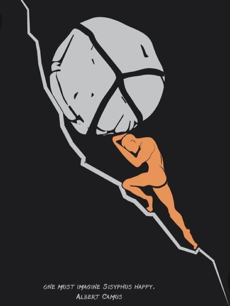 Sisyphus Wallpaper Iphone, Sisyphus Art, Albert Camus Art, Nihilism Art, Sisyphus Tattoo, Existentialism Art, One Must Imagine Sisyphus Happy, Sisyphus Happy, Albert Camus Quotes