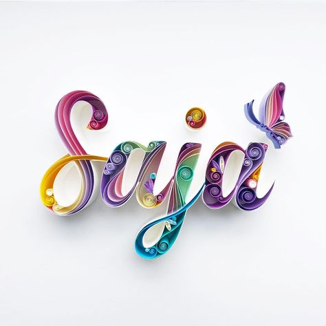 Sena Runa on Instagram: “Saja🦋 • #senaruna #quilledpaperart #paperart #customorder #artsandcrafts #acolorstory #ohhdeer #saja #quilling #name #simplycooldesign…” Diy Quilling Crafts, Divergent Thinking, Quilling Letters, Thinking Positive, Quilling Pattern, Paper Quilling Tutorial, Desain Quilling, Quilled Paper Art, Quilling Tutorial