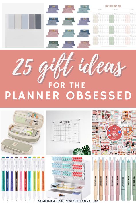 Wondering what to get your planner loving friends? We've hand-picked the best planner accessories that make perfect gifts! Financial Planner Gifts, Planner Gift Basket, Planner Gift Ideas, Happy Planner Sticker Layout Ideas, Homemade Planner, Mini Happy Planner Walmart, Best Planner, Annual Planner, Making Lemonade