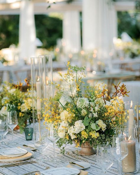 This was such a fun color palette for us and we just adore how the details turned out for this Fall Lowndes Grove wedding… | Instagram Yellow And Green Wedding Decorations, Garden Party Wedding Table Setting, Fall Yellow Wedding, Yellow Green Wedding Theme, Yellow Wedding Florals, Wedding Color Pallet Ideas Summer, Green Accent Wedding, Pale Yellow Wedding Theme, Pale Yellow Wedding