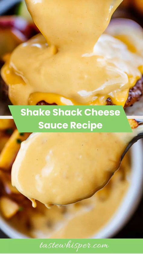 Shake Shack Cheese Sauce, Shake Shack Sauce, How To Make Shakes, Cheese Sauce Recipe, Peanut Butter Sauce, White Balsamic Vinegar, Crispy Fry, Shake Shack, American Cheese