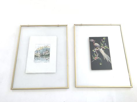 Make this DIY Anthropologie Knock Off Simple Frame #["Curbly-Original", "Anthropologie", "Anthropologie Knock Off", "picture frame", "Float Frame", "Hinged Picture Frame", "Gold Picture Frame", "paint", "plastic", "crafting", "wall art"]