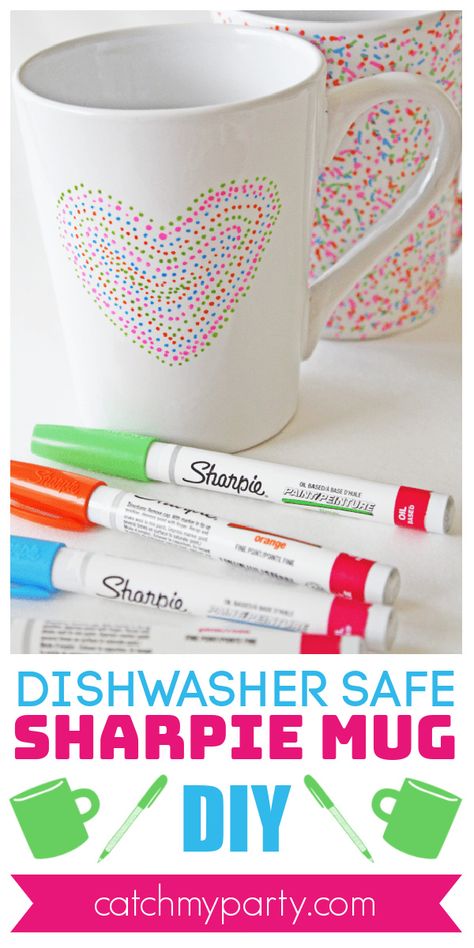 Sharpie Projects, Oil Based Sharpie, Sharpie Mugs, Mug Diy, Sharpie Crafts, Sharpie Mug, Diy Sharpie, Sharpie Pens, Diy Mugs