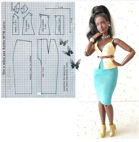 Curvy Barbie Clothes Patterns, Barbie Skirt Pattern, Curvy Barbie Clothes Patterns Free, Barbie Knitting Patterns, Barbie Dress Pattern, Sewing Barbie Clothes, Barbie Sewing Patterns, Barbie Doll Clothing Patterns, Diy Barbie Clothes