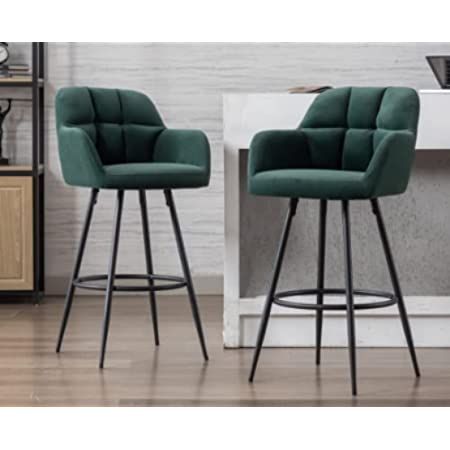 AmazonSmile: CIMOTA Grey Counter Height Bar Stools with Back Set of 2, Upholstered 24 26 Inches Counter Stools Chairs, Comfy Kitchen Island Chairs with Arm for Home Kitchen Bar/Pub/Cafe : Home & Kitchen Dining Room Green, Comfy Kitchen, Kitchen Island Chairs, Dining Room Brown, Dining Chairs With Arms, Barstools With Back, Chairs Comfy, Grey Counter, Chairs For Kitchen