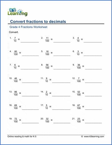 Grade 4 decimal worksheets on converting fractions to decimals. Free math worksheets from K5 Learning - no login required. Fractions Ks1, Decimal Place Value Anchor Chart, Decimal Activities, Fraction Art, Converting Fractions To Decimals, Fraction Wall, Fractions To Decimals Worksheet, Decimal Division, Fraction Chart